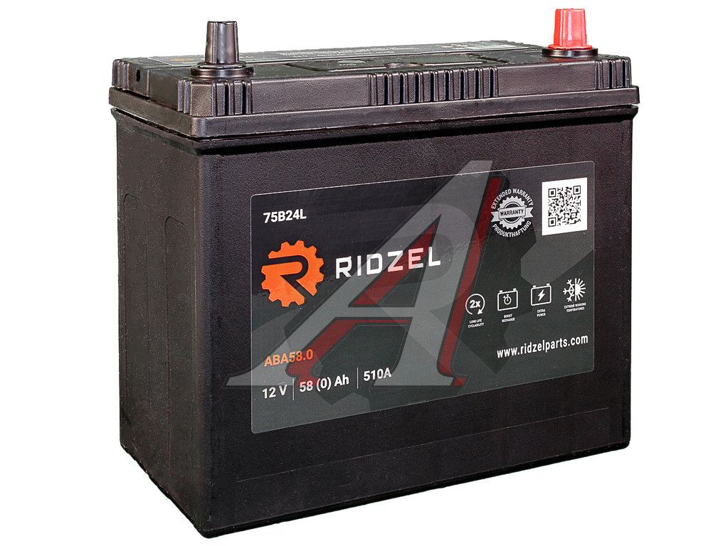 Аккумулятор RIDZEL Asia 58Ач обратная полярность, тонкие клеммы