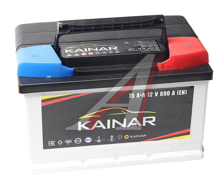 Аккумулятор KAINAR 75Ач обратная полярность, низкий