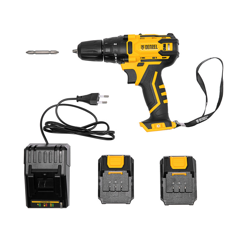 Дрель-шуруповерт с АКБ 12.0В 1.5Ач (2АКБ Li-Ion, кейс) DENZEL - CDL-12 ...