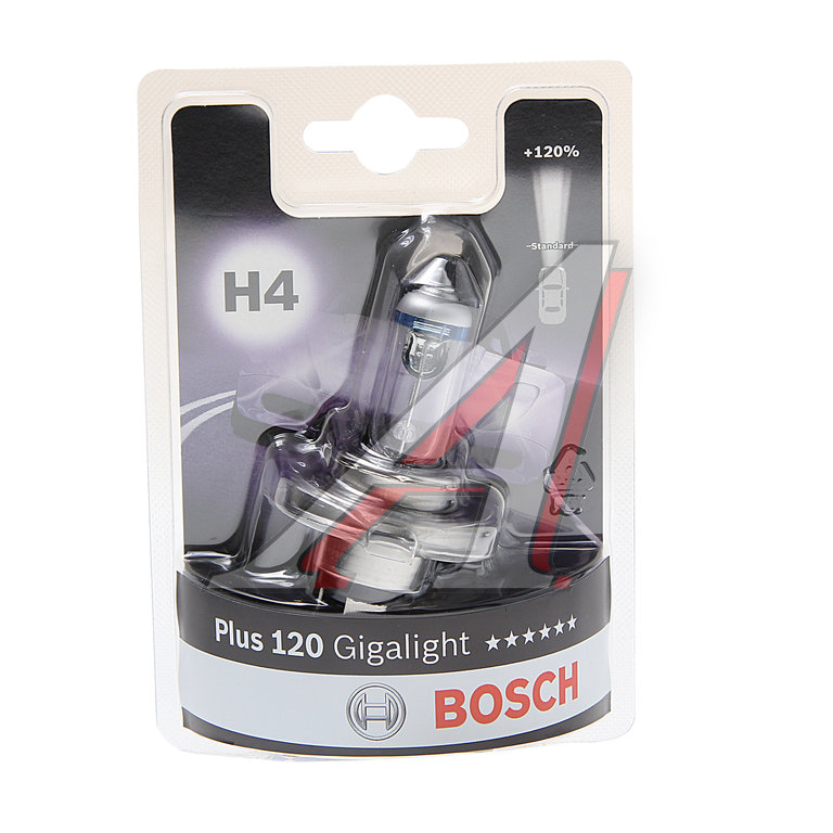 Лампа 12V H4 6055W P43t +120% блистер (1шт.) Gigalight Plus 120 BOSCH