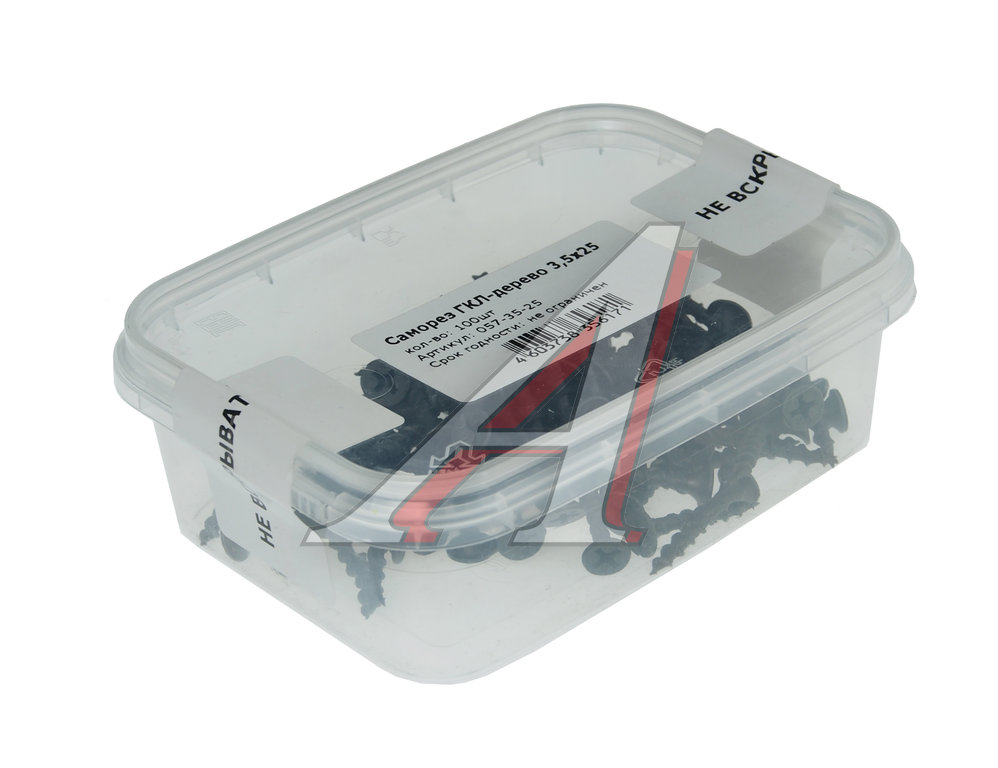 Саморез 3.5х25мм по дереву для ГКЛ черный контейнер (100шт.) ТОП-КРЕП ...