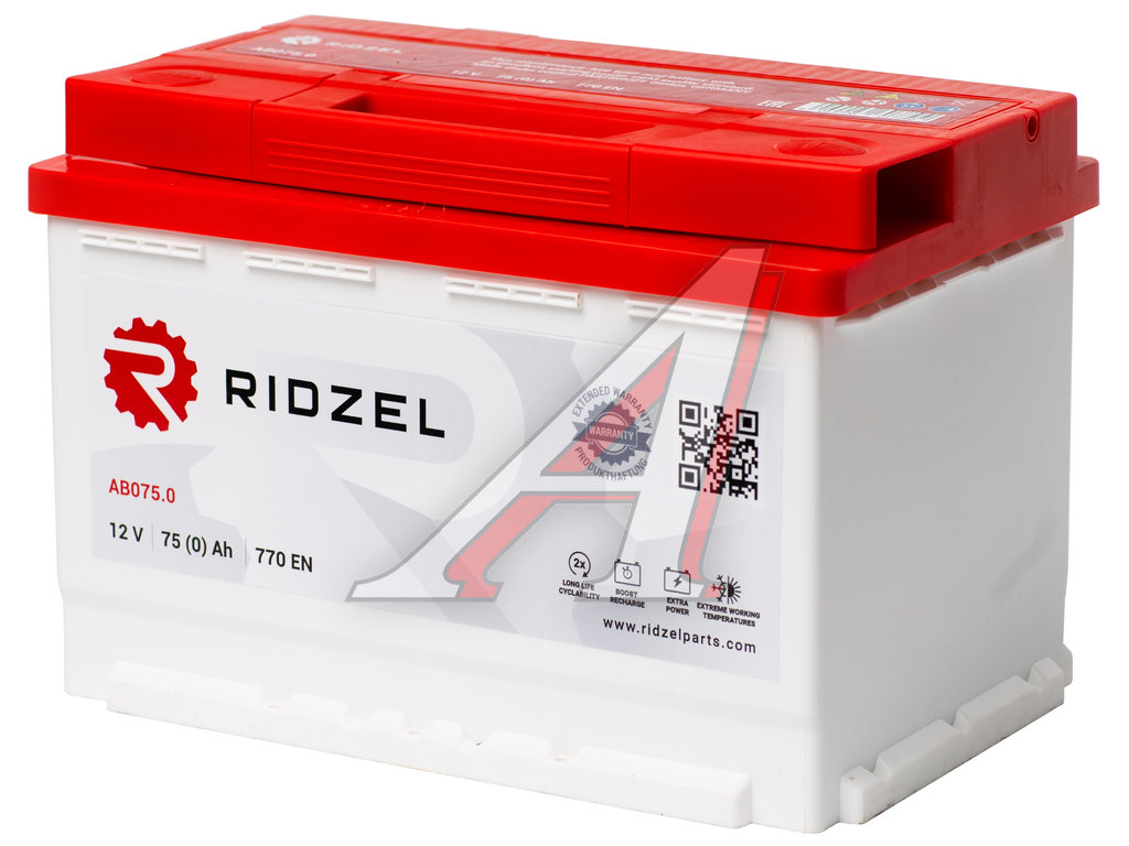 Аккумулятор RIDZEL 75Ач обратная полярность