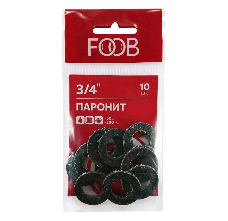 Прокладка редуктора газового из паронита 3/4" 10шт. FOOB, F20.41.10, фото 1 Изображение 1, 00-00002546 Прокладка редуктора газового из паронита 3/4" 10шт. FOOB