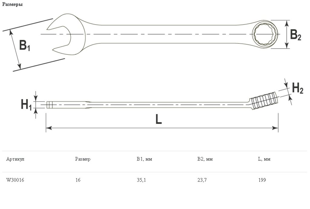 Ключ комбинированный 16х16мм THORVIK, , фото 2 Изображение 2, W30016 Ключ комбинированный 16х16мм THORVIK