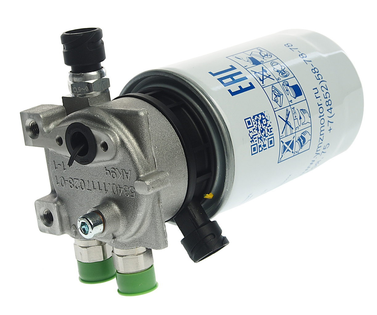 Фильтр топливный ЯМЗ-53443 тонкой очистки ЕВРО-5 с подогревателем в сборе, 53443.1117010-20, ЯМЗ