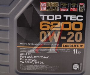 Изображение 3, 20787 Масло моторное TOP TEC 6200 0W20 синт.1л LIQUI MOLY