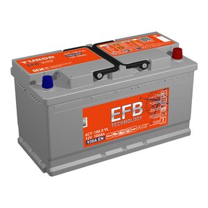 Аккумулятор TUBOR EFB 100А/ч обратная полярность, 4607008886764,
                                                          фото 1 Изображение 1, 6СТ100(0) Аккумулятор TUBOR EFB 100А/ч обратная полярность