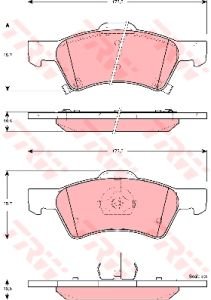 Изображение 2, GDB4129 Колодки тормозные CHRYSLER Voyager 3 DODGE Caravan передние (4шт.) TRW