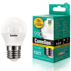 Изображение 1, C-LED12-G45/830/E27 Лампа светодиодная E27 G45 12W (100W) 220V теплый CAMELION