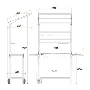 Изображение 5, МАН 304 Мангал сварной 1335х694х1961х3.0мм передвижной крыша-навес GRATAR 