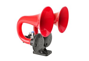 Изображение 1, 81JH12.100.02K Сигнал звуковой 12V воздушный 2-х рожковый изогнутый красный SEGER