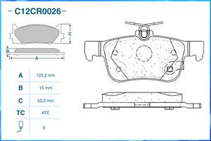 Изображение 2, C12CR0026 Колодки тормозные FORD Mondeo (15-) задние (4шт.) CWORKS