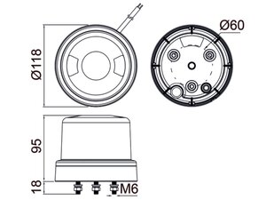 Изображение 7, 370-34-001 Маяк проблесковый 12/24V светодиодный стационарный желтый MEGAPOWER