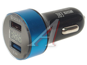 Изображение 1, UCC-4-2-01-56 Устройство зарядное в прикуриватель 2USB 12V с вольтметром WIIIX