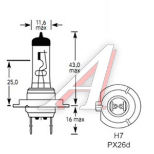 Изображение 2, 4631111142820 Лампа 12V H7 55W PX26d 1500лм Стандарт TESLAFT (Россия)