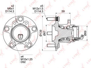 Изображение 1, WH1381 Ступица HYUNDAI ix20 (15-) колеса заднего (АБС) LYNX