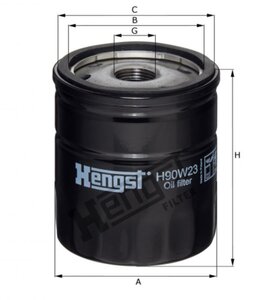 Изображение 2, H90W23 Фильтр масляный ЛАДА Largus RENAULT Logan (04-) NISSAN Almera (12-) HENGST