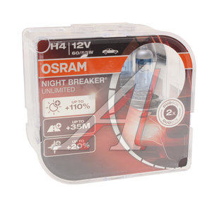 Изображение 2, 64193NBU-HCB Лампа 12V H4 60/55W P43t +110% бокс (2шт.) Night Breaker Unlimited OSRAM