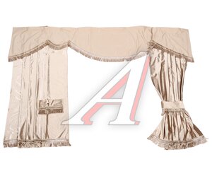 Изображение 1, Шторы велюр  1,2х1,5 (беж) Шторы спального места с ламбрекеном 120х150см велюр бежевые ВИТА ТРАК