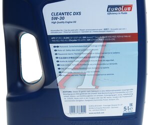 Изображение 3, 385005 Масло моторное CLEANTEC DXS SP/GF-6A 5W30 синт.5л EUROLUB