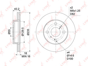 Изображение 1, BN1153 Диск тормозной TOYOTA Yaris, Echo передний (1шт.) LYNX