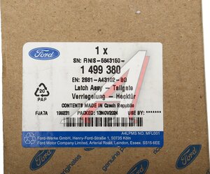 Изображение 6, 1499380 Замок крышки багажника FORD Fusion (02-) OE