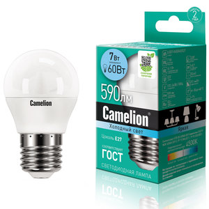 Изображение 1, LED7-G45/845/E27 Лампа светодиодная E27 G45 7W (60W) 220V холодный Ultra CAMELION