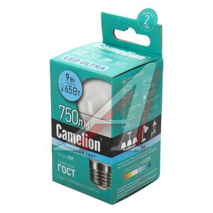 Изображение 2, LED9-A60/845/E27 Лампа светодиодная E27 A60 9W (65W) 220V холодный Ultra CAMELION