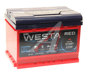 Изображение 1, 6СТ60 Аккумулятор WESTA RED EFB 60А/ч обратная полярность, низкий
