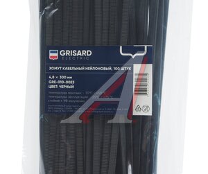 Изображение 2, GRE-010-0023 Хомут-стяжка 300х4.8 пластик черный (100шт.) GRISARD ELECTRIC