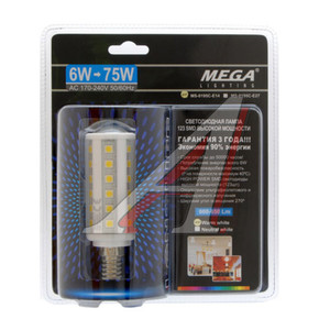 Изображение 1, MS-0195CWW-E14 Лампа светодиодная E14 6W(60W) 220V теплый MEGA LIGHTING