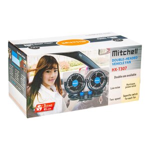 Изображение 6, HX-T307E DC12V blue Вентилятор в салон 12V двойной на платформе синий MITCHELL