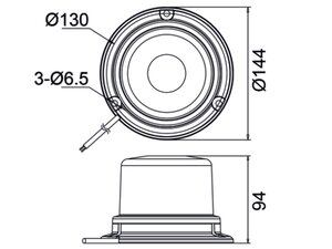 Изображение 7, 370-34-006 Маяк импульсный 12/24V светодиодный стационарный желтый MEGAPOWER