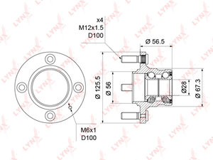 Изображение 4, WH-1223 Ступица MITSUBISHI Carisma (95-), Lancer (92-) задняя в сборе LYNX