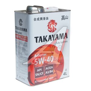 Изображение 2, 605587 Масло моторное Adaptec SN/CF 5W40 синт.4л (Уценка) TAKAYAMA