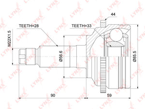 Изображение 1, CO3687A ШРУС наружный MAZDA 6 (02-07) комплект (АБС) LYNX