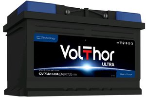 Изображение 1, 6СТ73(0) 57309 Аккумулятор VOLTHOR Ultra 73А/ч обратная полярность, низкий