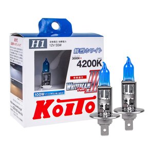 Изображение 1, P0751W Лампа 12V H1 55W P14.5s +100% бокс (2шт.) Whitebeam KOITO