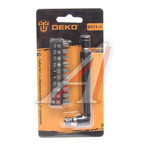 Изображение 1, BS11-1 Набор бит 1/4" SL 4-6, PH 1-2, PZ 1-2, Т25-30, AD с L-образным ключом 11 предметов DEKO
