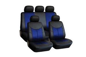 Изображение 1, KT 835629 Авточехлы универсальные экокожа черно-синие Style KRAFT