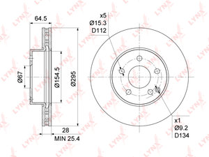 Изображение 1, BN1084 Диск тормозной MERCEDES C (W204) передний вентилируемый (1шт.) LYNX