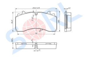 Изображение 2, HM4809+AK010 Колодки тормозные SAF дисковые (210x110x31) (4шт.) SORL