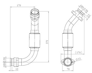 Изображение 3, 54231 Труба выхлопная глушителя MERCEDES Actros правая от турбины (цинк) E-line DINEX