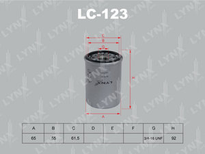 Изображение 1, LC123 Фильтр масляный TOYOTA Avensis (03-), Corolla (02-) LYNX