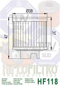 Изображение 2, HF118 Фильтр масляный мото HONDA HIFLO FILTRO