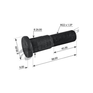 Изображение 1, 300.532 Шпилька колеса FRUEHAUF (M22x1.5,  L=98) MANSONS