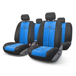 Изображение 1, TT-902V BK/BL Авточехлы универсальные полиэстер/велюр (AIRBAG) черно-синие (9 предм.) AUTOPROFI