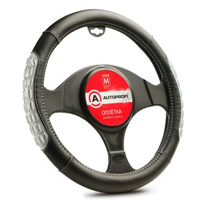 Изображение 1, AP-2060 BK/GY (M) Оплетка руля (M) 37-39см черно-серая экокожа массажные вставки AUTOPROFI