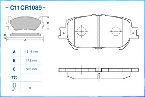 Изображение 2, C11CR1089 Колодки тормозные TOYOTA Camry (01-06) передние (4шт.) CWORKS