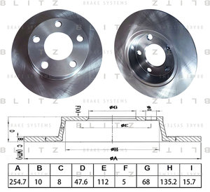 Изображение 1, BS0575 Диск тормозной AUDI A6 (97-05) задний (1шт.) BLITZ